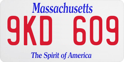 MA license plate 9KD609
