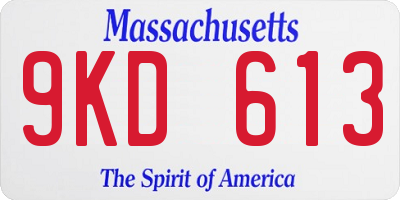 MA license plate 9KD613