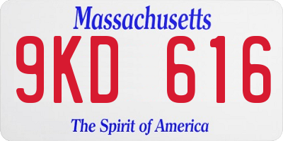 MA license plate 9KD616