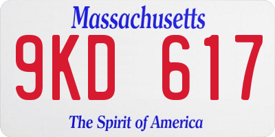 MA license plate 9KD617