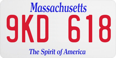 MA license plate 9KD618