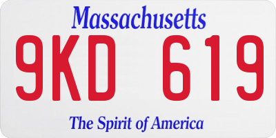 MA license plate 9KD619