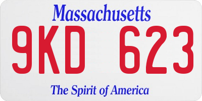 MA license plate 9KD623