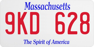 MA license plate 9KD628