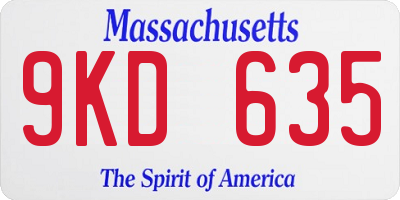 MA license plate 9KD635