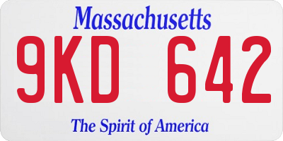 MA license plate 9KD642