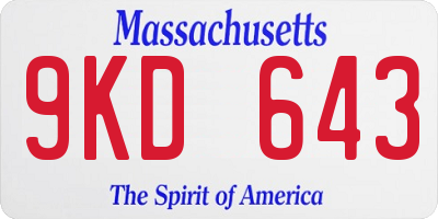 MA license plate 9KD643