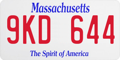 MA license plate 9KD644