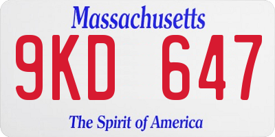 MA license plate 9KD647