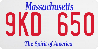MA license plate 9KD650