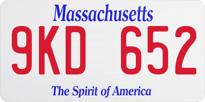 MA license plate 9KD652