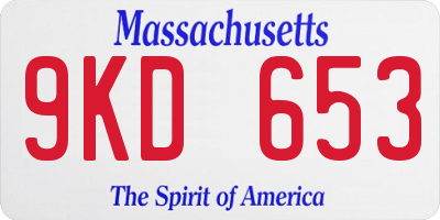 MA license plate 9KD653