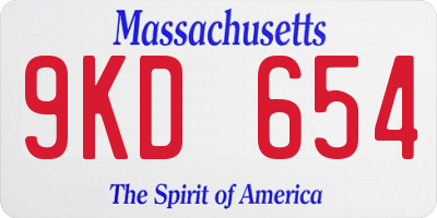 MA license plate 9KD654