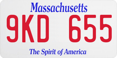 MA license plate 9KD655