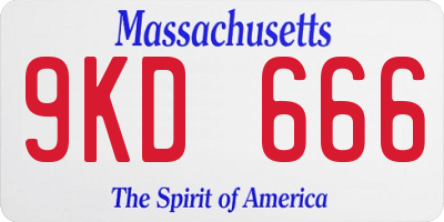 MA license plate 9KD666