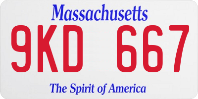 MA license plate 9KD667