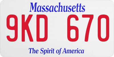 MA license plate 9KD670