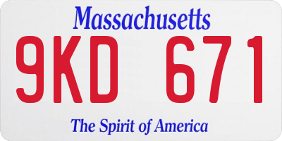 MA license plate 9KD671