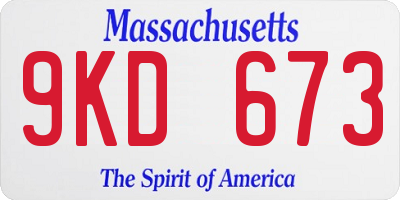 MA license plate 9KD673