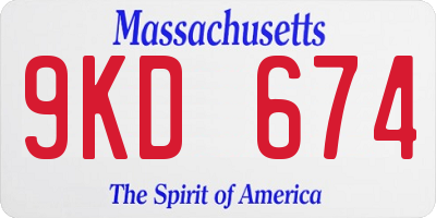 MA license plate 9KD674