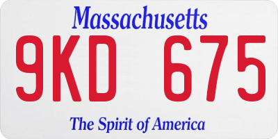 MA license plate 9KD675
