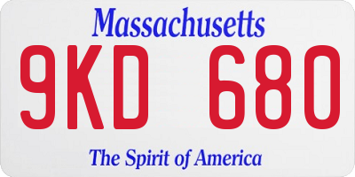 MA license plate 9KD680