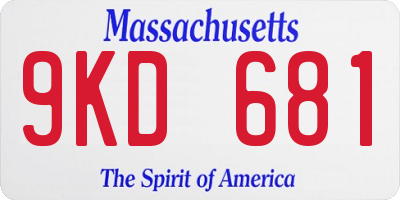 MA license plate 9KD681