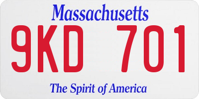 MA license plate 9KD701