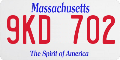 MA license plate 9KD702