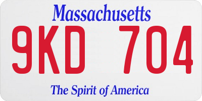 MA license plate 9KD704