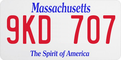 MA license plate 9KD707