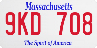 MA license plate 9KD708