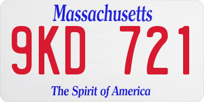 MA license plate 9KD721