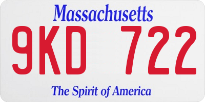 MA license plate 9KD722