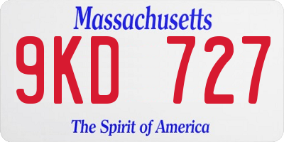MA license plate 9KD727