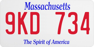 MA license plate 9KD734