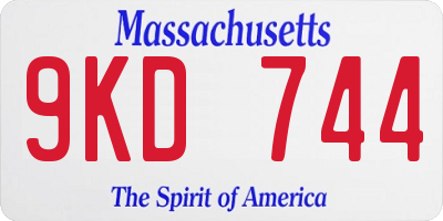 MA license plate 9KD744