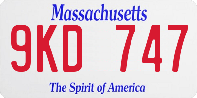 MA license plate 9KD747