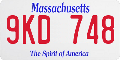 MA license plate 9KD748