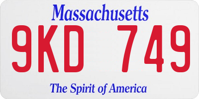 MA license plate 9KD749