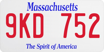 MA license plate 9KD752