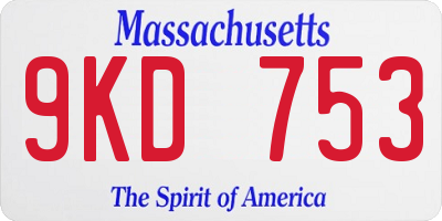 MA license plate 9KD753