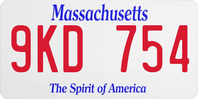 MA license plate 9KD754