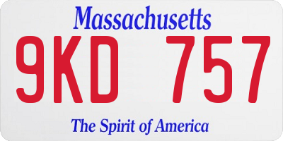 MA license plate 9KD757