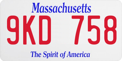 MA license plate 9KD758