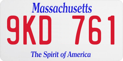 MA license plate 9KD761