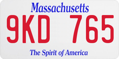 MA license plate 9KD765