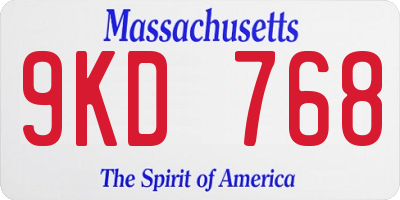 MA license plate 9KD768