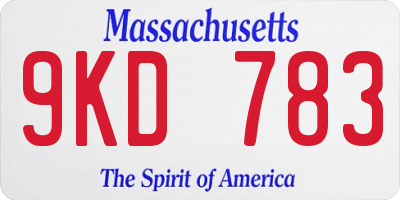 MA license plate 9KD783