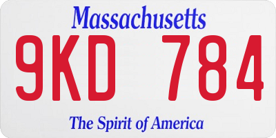 MA license plate 9KD784